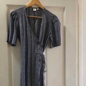 GAP Blue Side Button Wrap Dress